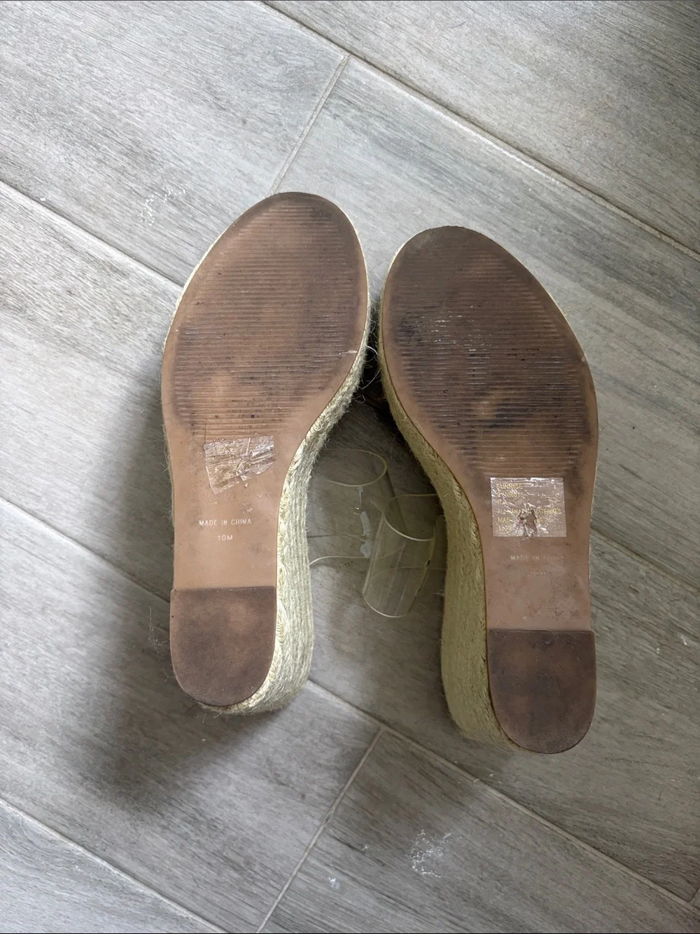 Steve Madden Clear Strap Tan Espadrille Wedges